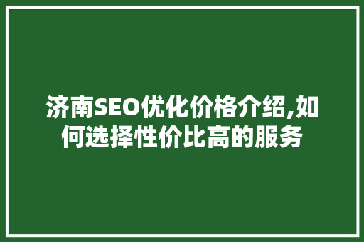 济南SEO优化价格介绍,如何选择性价比高的服务