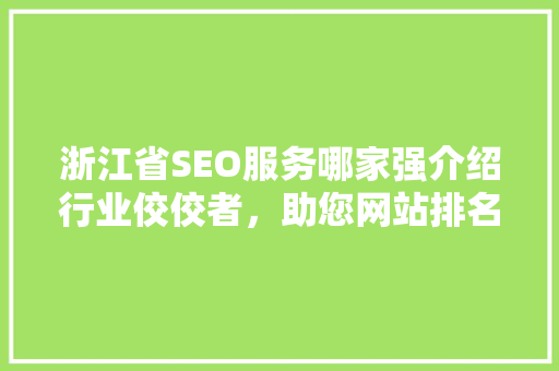 浙江省SEO服务哪家强介绍行业佼佼者，助您网站排名飙升！