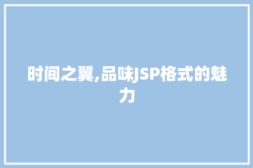 时间之翼,品味JSP格式的魅力