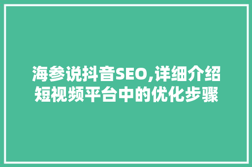 海参说抖音SEO,详细介绍短视频平台中的优化步骤