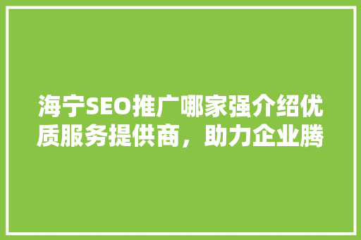 海宁SEO推广哪家强介绍优质服务提供商，助力企业腾飞