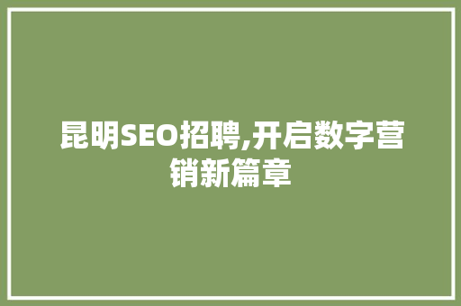 昆明SEO招聘,开启数字营销新篇章