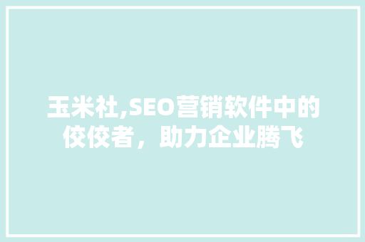 玉米社,SEO营销软件中的佼佼者，助力企业腾飞