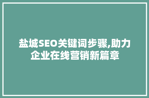 盐城SEO关键词步骤,助力企业在线营销新篇章