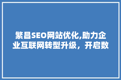 繁昌SEO网站优化,助力企业互联网转型升级，开启数字化营销新篇章 SEO教程