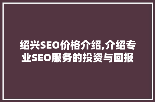 绍兴SEO价格介绍,介绍专业SEO服务的投资与回报