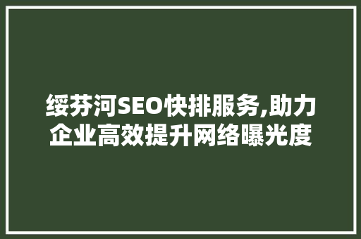 绥芬河SEO快排服务,助力企业高效提升网络曝光度