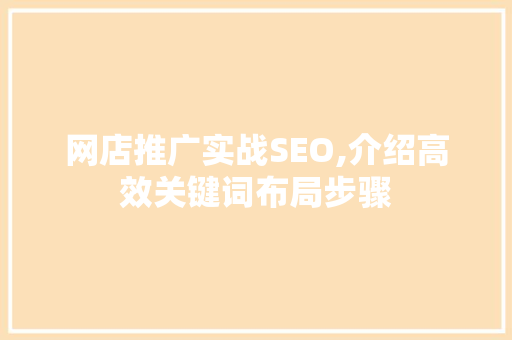 网店推广实战SEO,介绍高效关键词布局步骤
