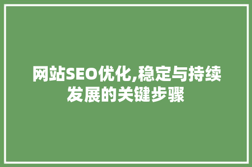 网站SEO优化,稳定与持续发展的关键步骤