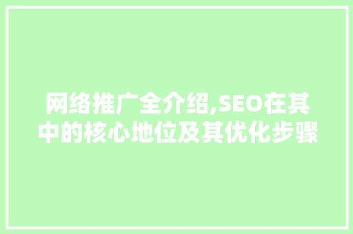 网络推广全介绍,SEO在其中的核心地位及其优化步骤