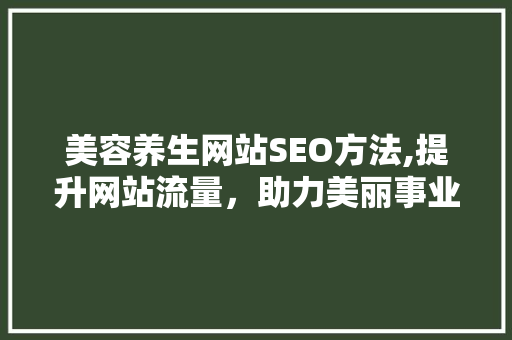 美容养生网站SEO方法,提升网站流量，助力美丽事业