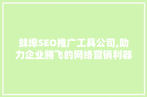 蚌埠SEO推广工具公司,助力企业腾飞的网络营销利器