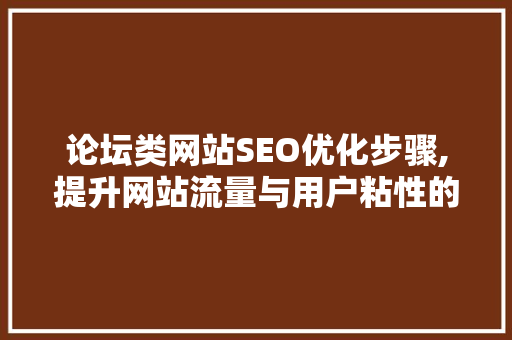 论坛类网站SEO优化步骤,提升网站流量与用户粘性的方法