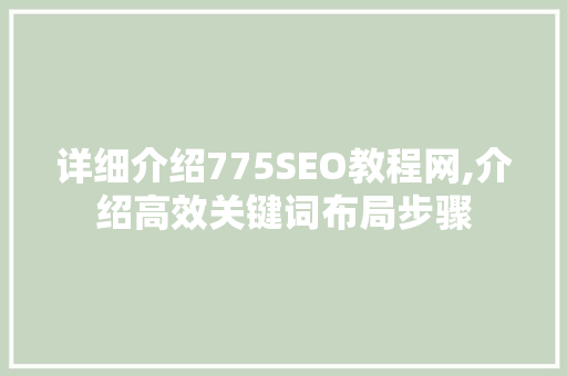 详细介绍775SEO教程网,介绍高效关键词布局步骤