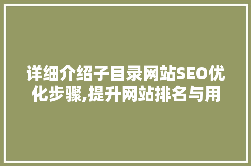 详细介绍子目录网站SEO优化步骤,提升网站排名与用户体验