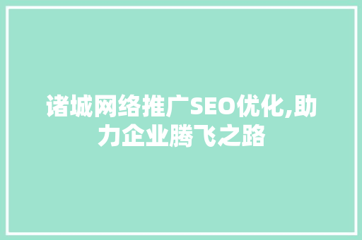 诸城网络推广SEO优化,助力企业腾飞之路