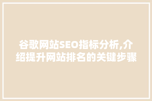 谷歌网站SEO指标分析,介绍提升网站排名的关键步骤