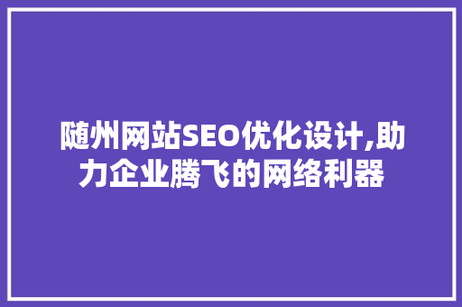 随州网站SEO优化设计,助力企业腾飞的网络利器