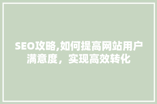 SEO攻略,如何提高网站用户满意度，实现高效转化