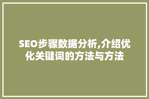 SEO步骤数据分析,介绍优化关键词的方法与方法 建站教程