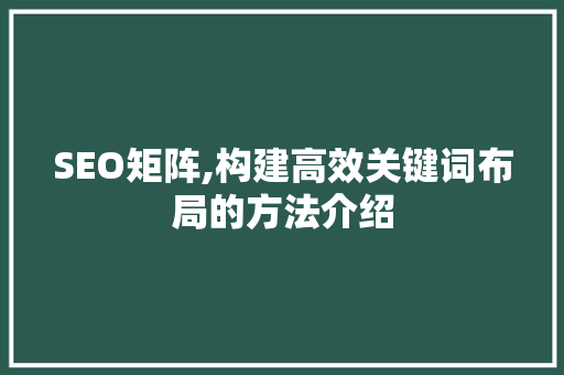 SEO矩阵,构建高效关键词布局的方法介绍