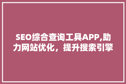 SEO综合查询工具APP,助力网站优化，提升搜索引擎排名