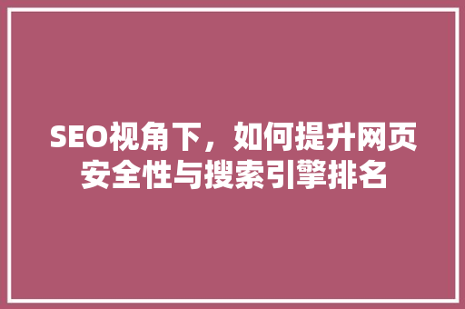 SEO视角下，如何提升网页安全性与搜索引擎排名