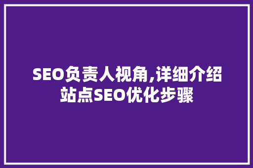 SEO负责人视角,详细介绍站点SEO优化步骤
