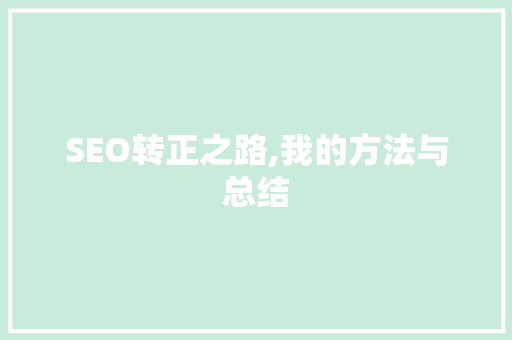 SEO转正之路,我的方法与总结