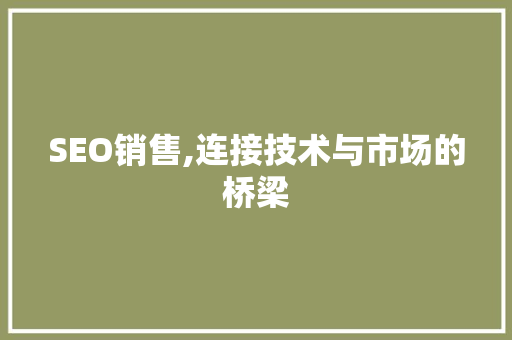 SEO销售,连接技术与市场的桥梁 SEO教程