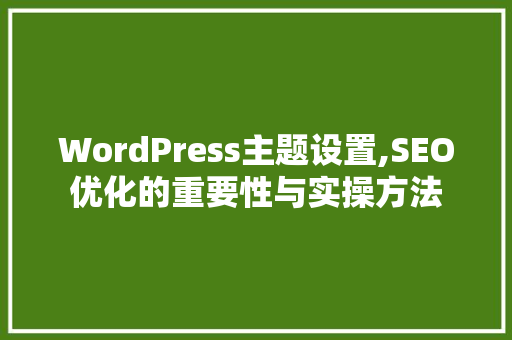 WordPress主题设置,SEO优化的重要性与实操方法