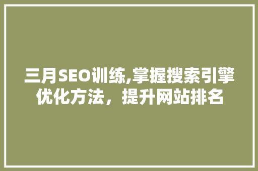 三月SEO训练,掌握搜索引擎优化方法，提升网站排名