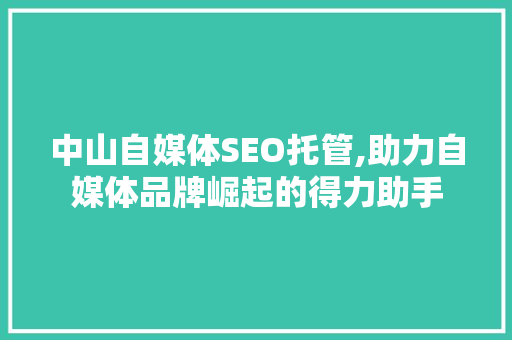 中山自媒体SEO托管,助力自媒体品牌崛起的得力助手