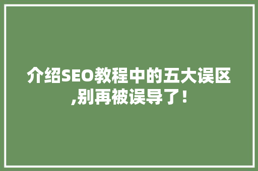 介绍SEO教程中的五大误区,别再被误导了！