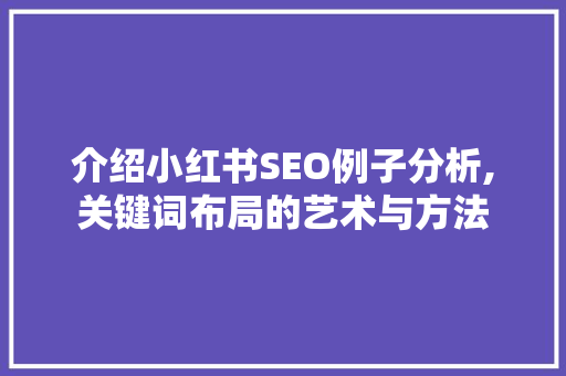 介绍小红书SEO例子分析,关键词布局的艺术与方法 服务器/数据库