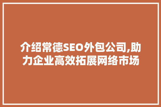 介绍常德SEO外包公司,助力企业高效拓展网络市场