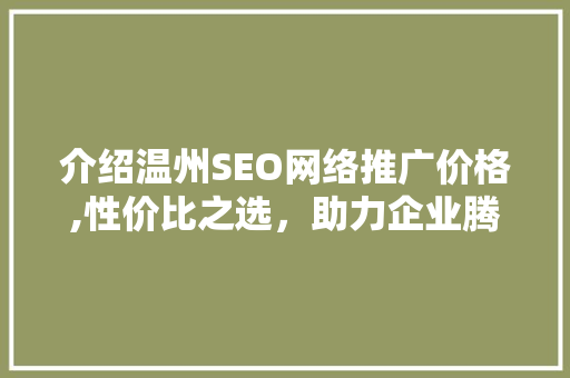 介绍温州SEO网络推广价格,性价比之选，助力企业腾飞