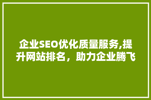 企业SEO优化质量服务,提升网站排名，助力企业腾飞