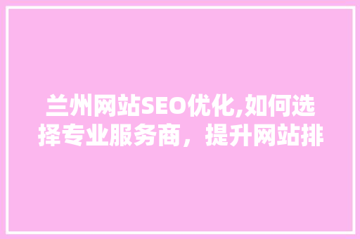 兰州网站SEO优化,如何选择专业服务商，提升网站排名与流量