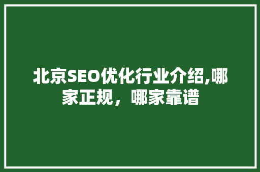 北京SEO优化行业介绍,哪家正规，哪家靠谱