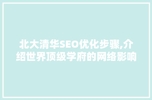 北大清华SEO优化步骤,介绍世界顶级学府的网络影响力
