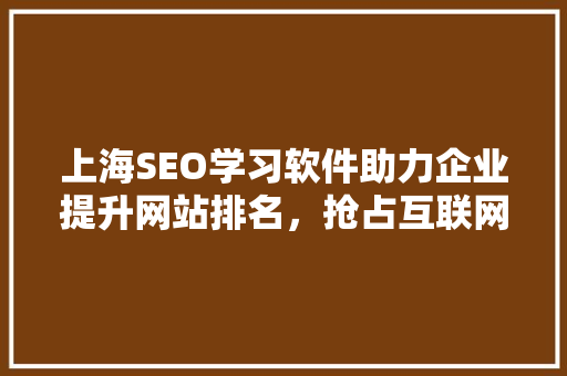 上海SEO学习软件助力企业提升网站排名，抢占互联网市场先机