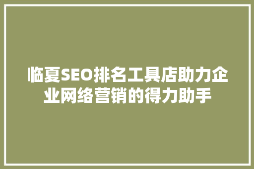 临夏SEO排名工具店助力企业网络营销的得力助手