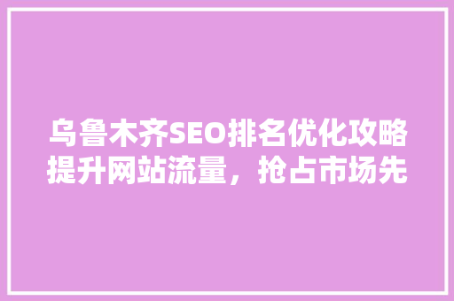 乌鲁木齐SEO排名优化攻略提升网站流量，抢占市场先机