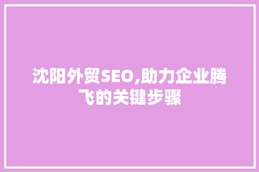 沈阳外贸SEO,助力企业腾飞的关键步骤