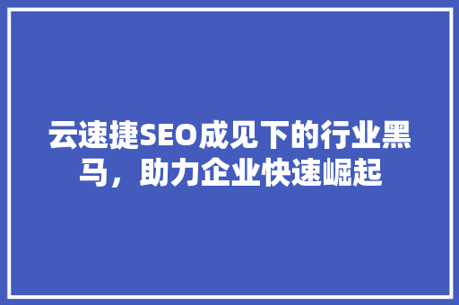 云速捷SEO成见下的行业黑马，助力企业快速崛起