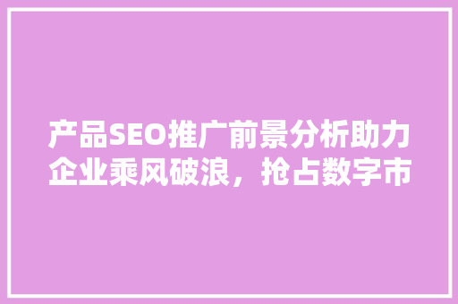 产品SEO推广前景分析助力企业乘风破浪，抢占数字市场制高点