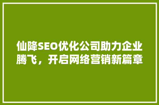 仙降SEO优化公司助力企业腾飞，开启网络营销新篇章
