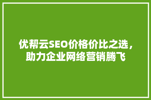 优帮云SEO价格价比之选，助力企业网络营销腾飞