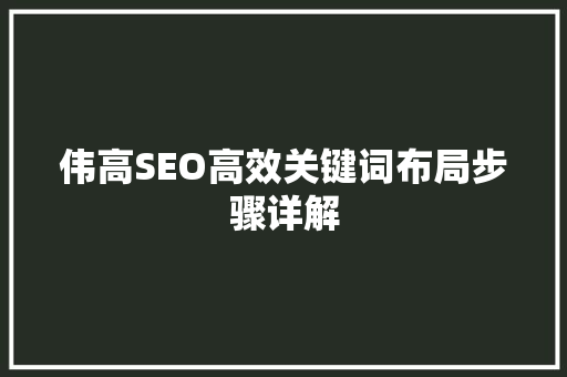 伟高SEO高效关键词布局步骤详解 SEO教程